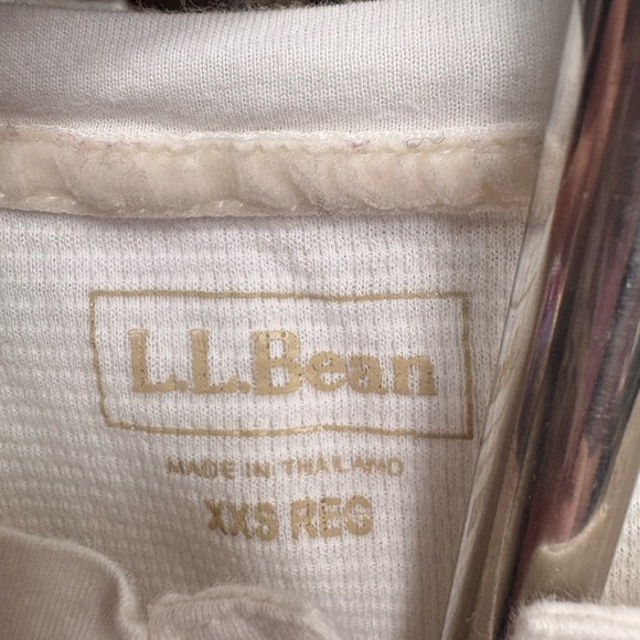 L.L. Bean Women's Cream Long Sleeve Henley - Picture 2 of 5